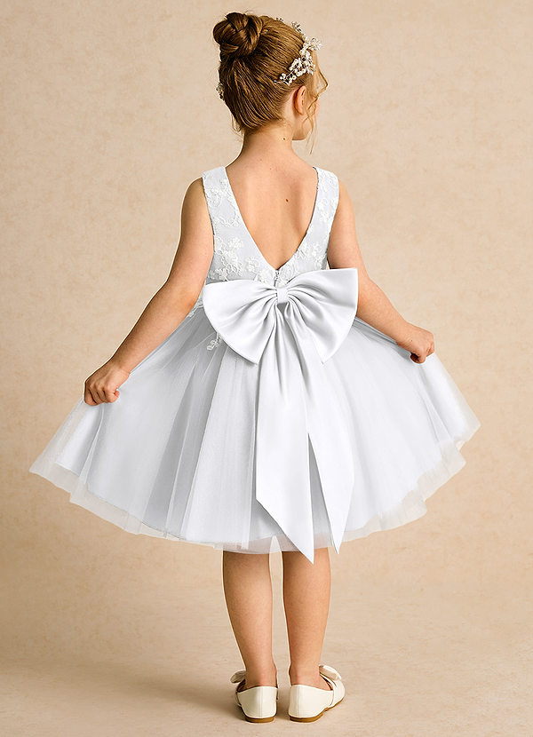 Azazie Butterfly Blumenkinder Kleider A-Linie Spitze Kleid Weiß image1