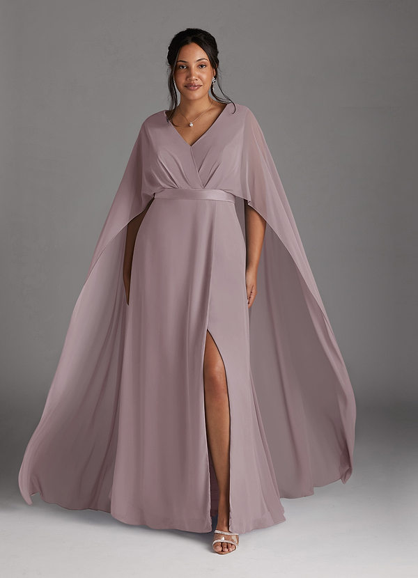 Azazie Isa Mother of the Brides Dresses Dusk A-Line V-Neck Pleated Chiffon Dress image1