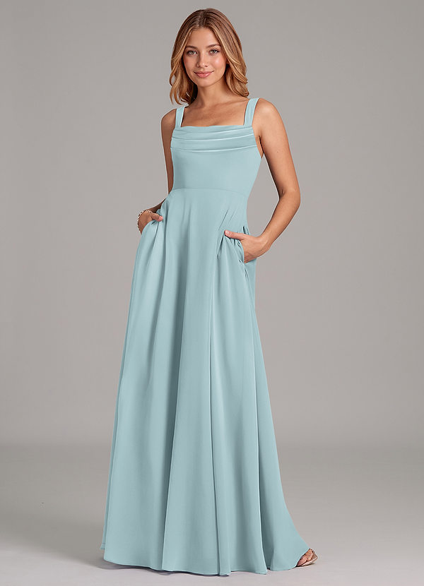 Azazie Shaude Bridesmaid Dresses Mist A-Line Pleated Chiffon Dress image1