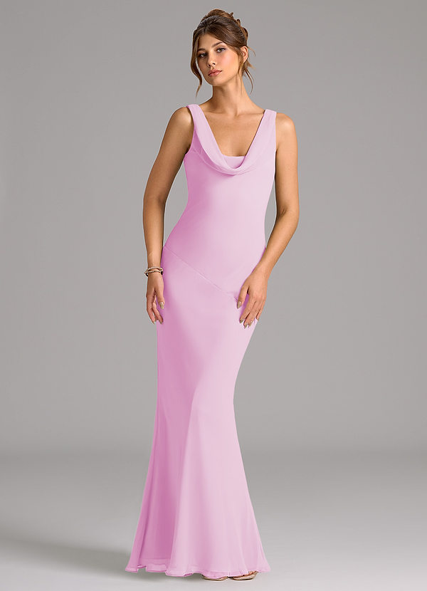 Azazie Rylina Bridesmaid Dresses Candy Pink Mermaid Pleated Chiffon Dress image1
