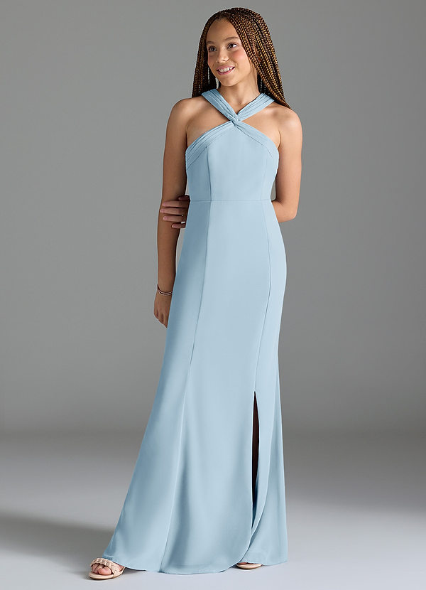 Azazie Rue Junior Sky Blue Mermaid Side Slit Chiffon Dress image1