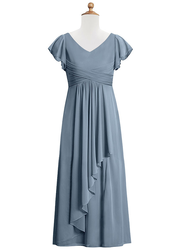 Vestidos De Dama De Honor Junior De Tul Con Parte Superior De Satén Azul Polvoriento main image 1