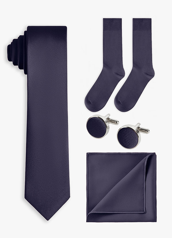 front Conjunto de 4 piezas de corbata fina de satén elástico en color a juego