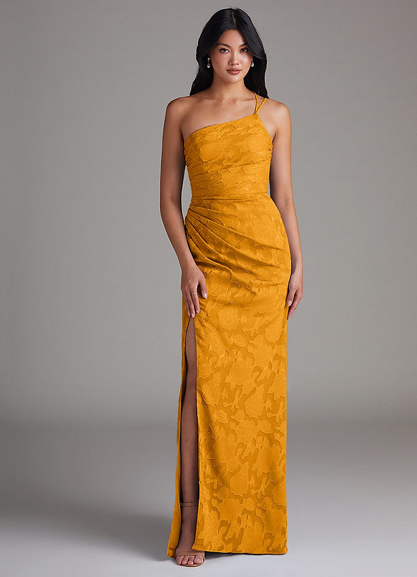 Azazie Eren Vestidos Dama de Honor Vestido de Caramelo de Devorado Floral de Corte Recto con Hombro unilateral image1