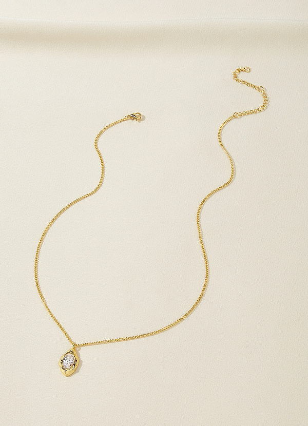 front Molten Bezel Crystal Pendant Necklace