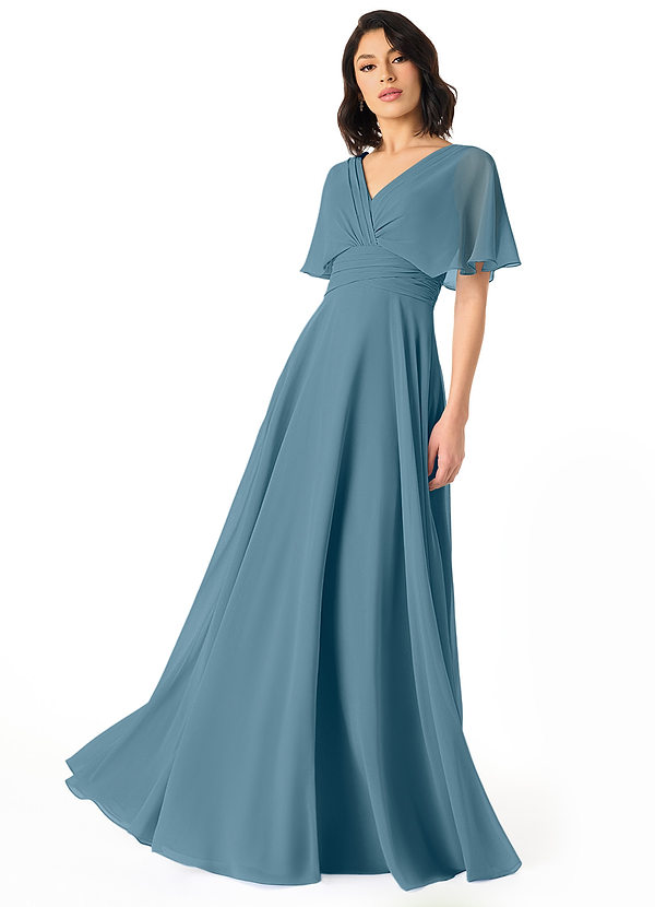 Azazie Pamela Bridesmaid Dresses Bermuda A-Line V-Neck Pleated Chiffon Dress image1