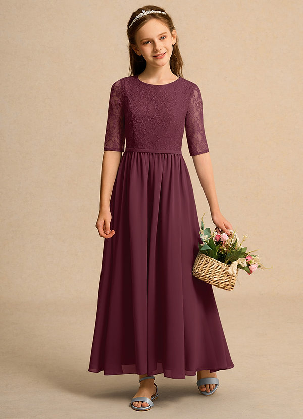 Azazie Pippin Girl Robes de Fillette d'Honneur Robe Trapèze en Dentelle Cabernet image1