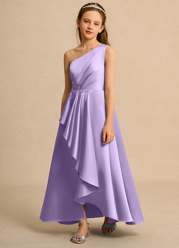 Azazie Taffy Junior Formal Klänningar för brudeflicka Klä A-Line i Matt satäng Spets image1