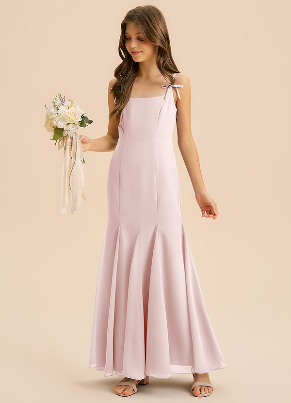 Azazie Evey Junior Abito Sirena in Chiffon Plissettato Rosa Rossore image1