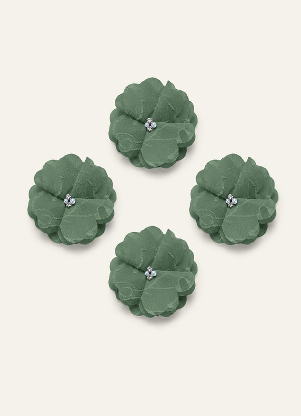 front Four-Piece Matching Color Floral Burnout Hair Clip Set
