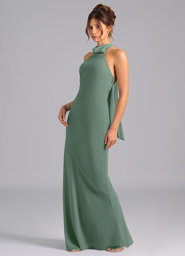 Azazie Velli Bridesmaid Dresses Eucalyptus Mermaid Bow Chiffon Dress image1