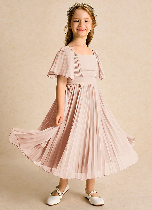 Azazie Gisele Abiti da Ragazza di Fiori Abito A-Line in Chiffon Plissettato Rosa Inglese image1