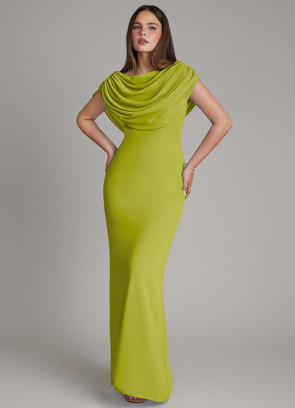 Azazie Hadley Bridesmaid Dresses Lemongrass Mermaid Pleated Chiffon Dress image1