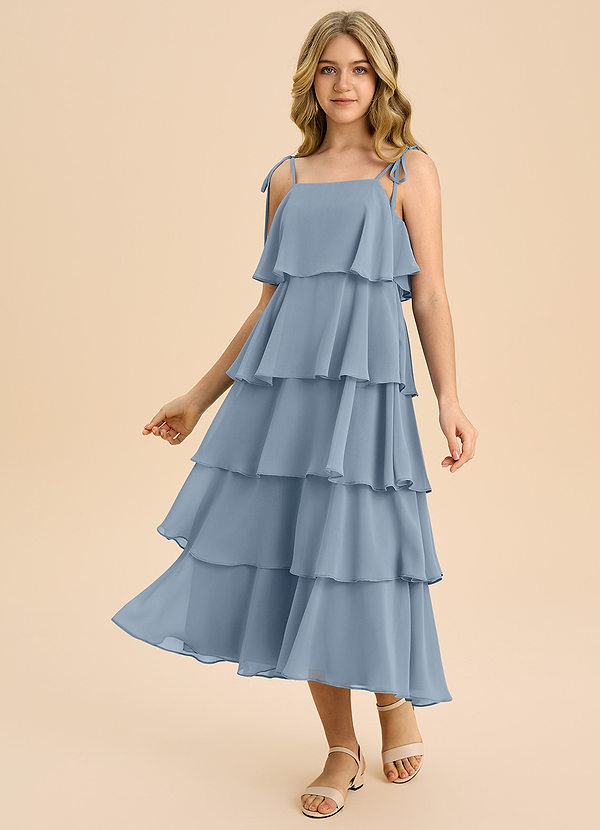 Azazie Shortcake Junior Klä av A-Line i Chiffong Rosett image1