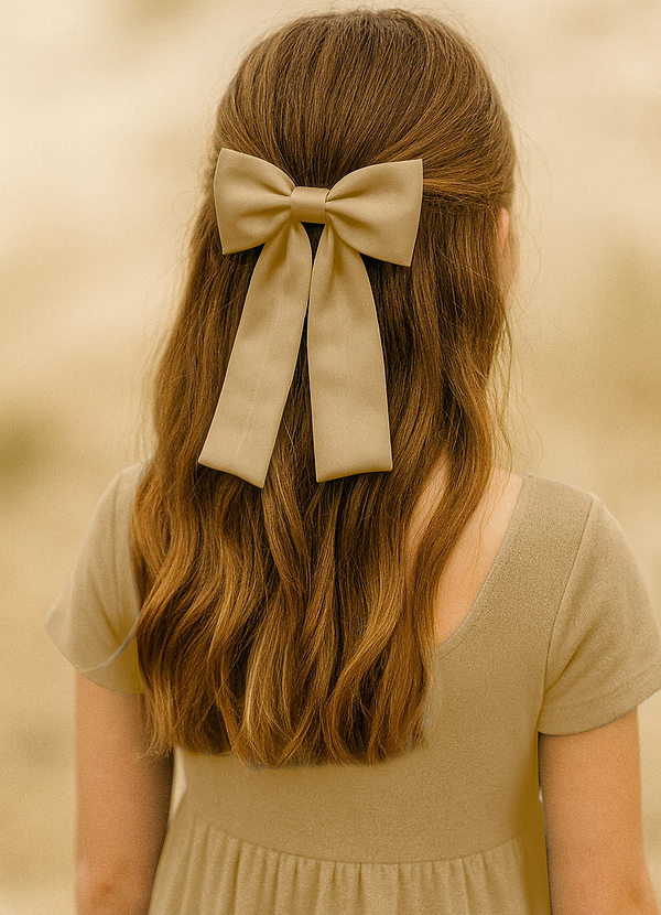 front Conjunto de presilhas de cabelo com laço de cetim para meninas