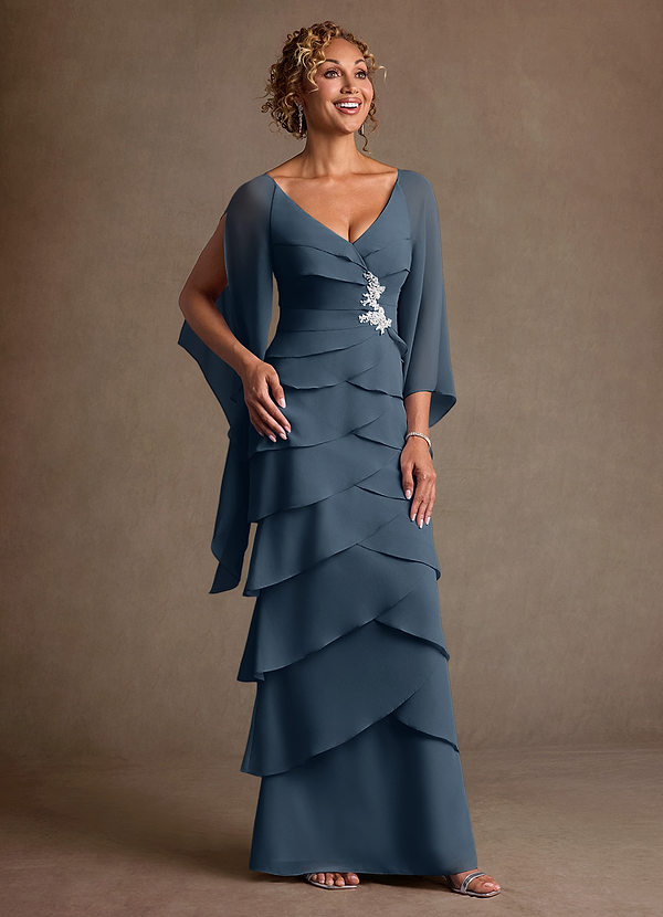 Azazie Arabinda Mother of the Brides Dresses Neptune Sheath Ruched Chiffon Dress image1