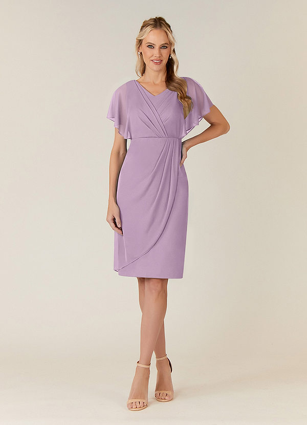 Azazie Waverly Mother of the Brides Dresses Wisteria Sheath Pleated Mesh Dress image1