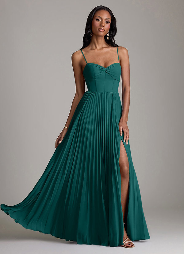 Azazie Akiko Bridesmaid Dresses Peacock A-Line Sweetheart Neckline Chiffon Dress image1