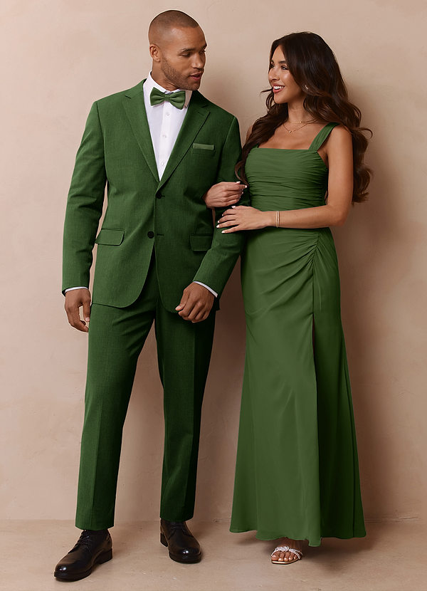 front James Olive Structured Stretch Suit