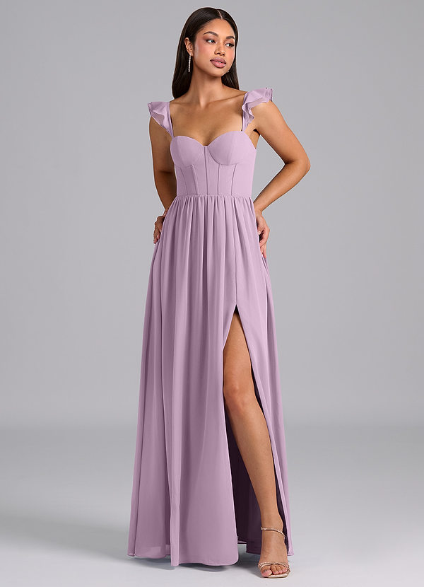 Azazie Denisse Bridesmaid Dresses Wisteria A-Line Ruched Chiffon Dress image1