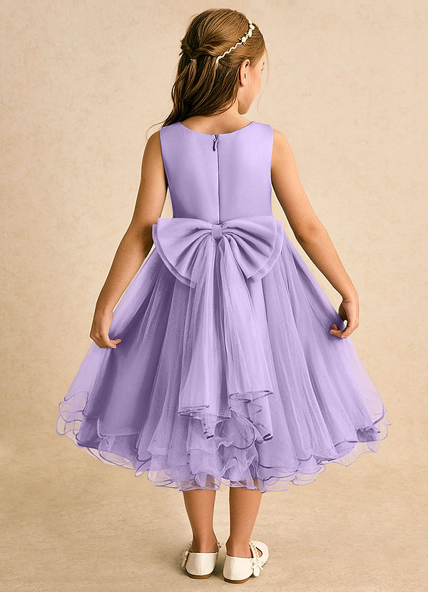 Azazie Lass Flower Girl Dresses Lilac A-Line Bow Tulle Dress image1