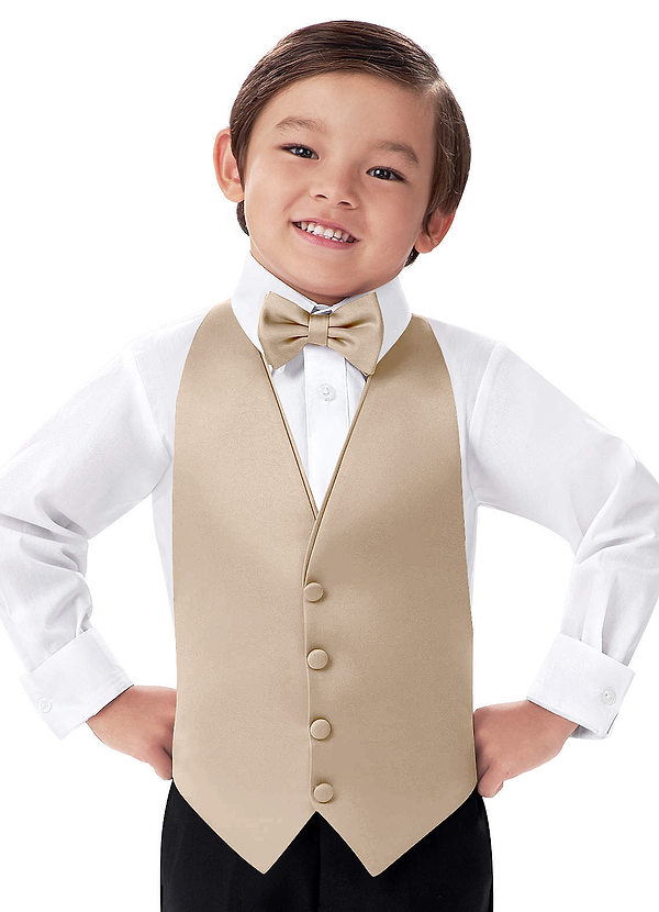 front Boy's Matte Satin Vest & Bow Tie Set