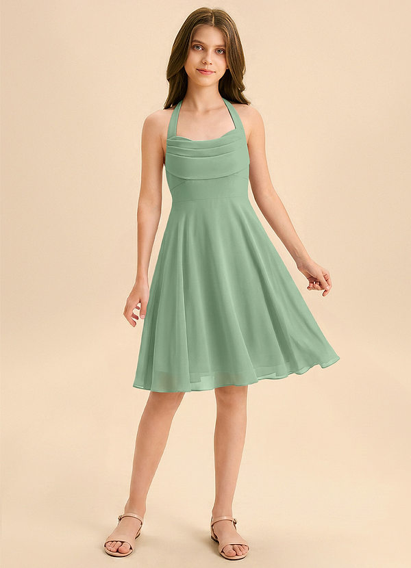 Azazie Kady Junior Matcha A-Line Sweetheart Neckline Chiffon Dress image1