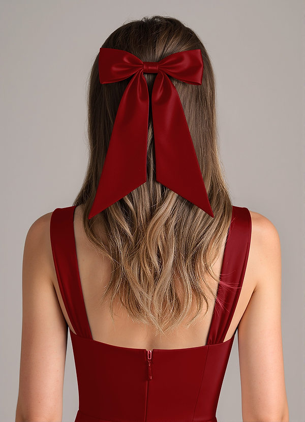 front Matching Color Stretch Satin Bow Hair Clip