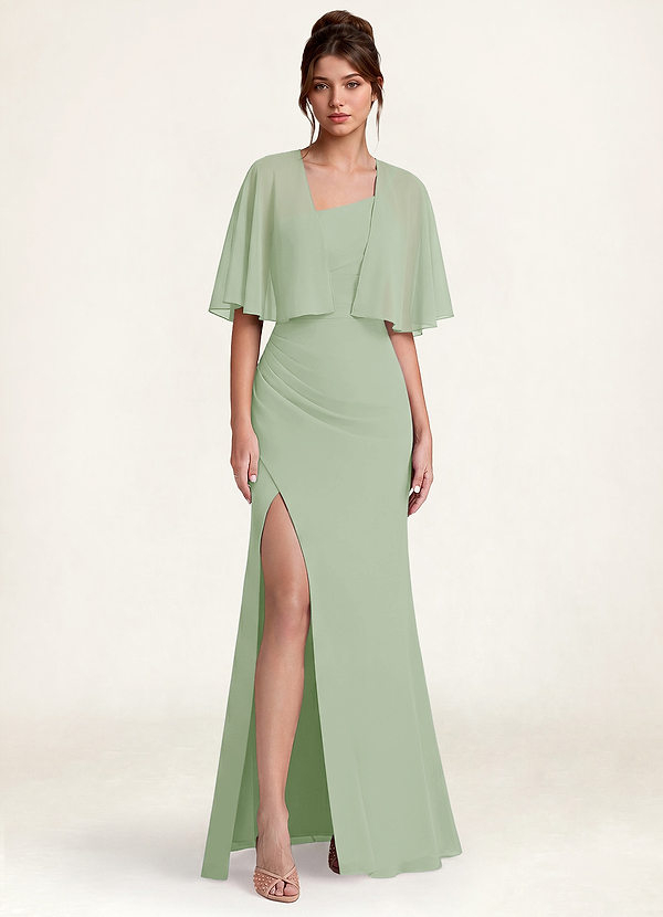 front Azazie Matching Color Chiffon Short Cape Shawl