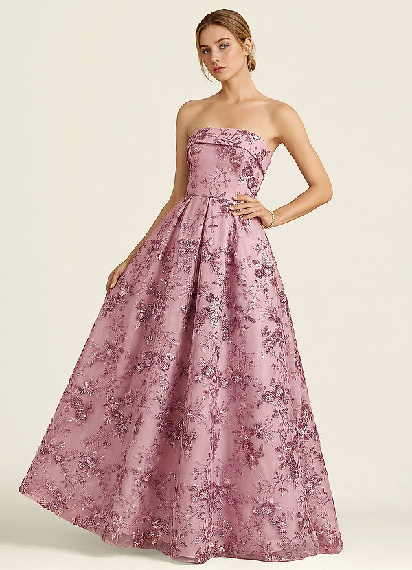 Iriseam Rosado Vestido de fiesta con bordado de lentejuelas image1