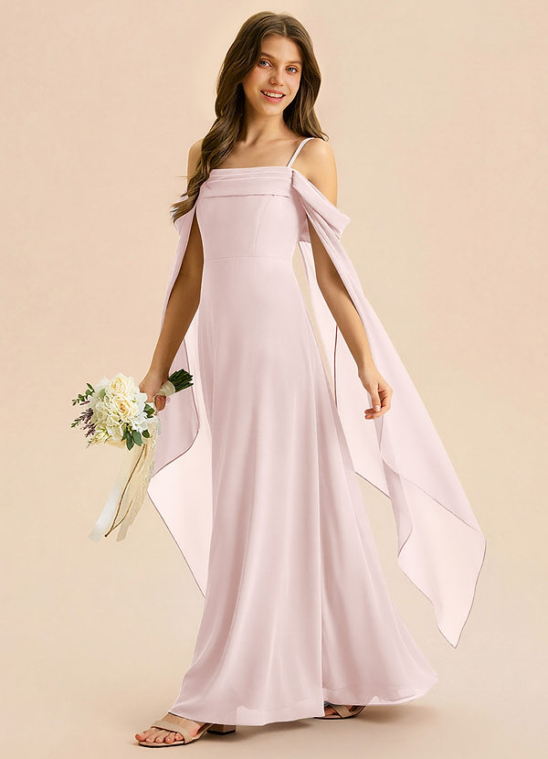 Azazie Moana Junior Blushing Pink A-Line Pleated Chiffon Dress image1