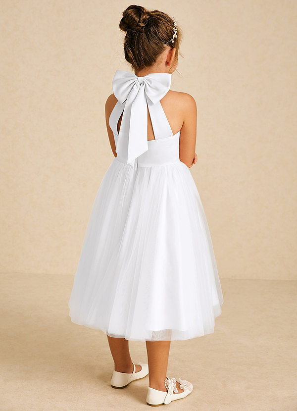 Azazie Dora Flower Girl Dresses White A-Line Bow Tulle Dress image1