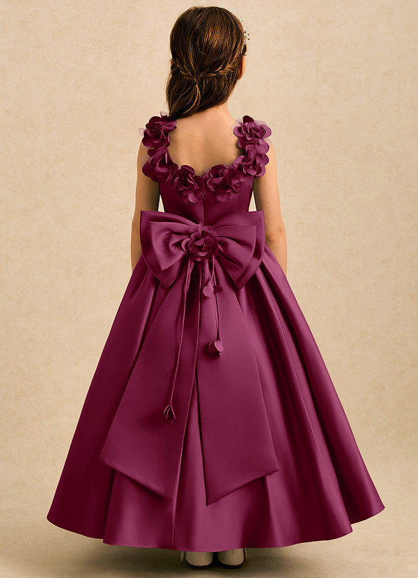 Eden Flower Girl Dresses Mulberry Ball-Gown Pleated Matte Satin Dress image1