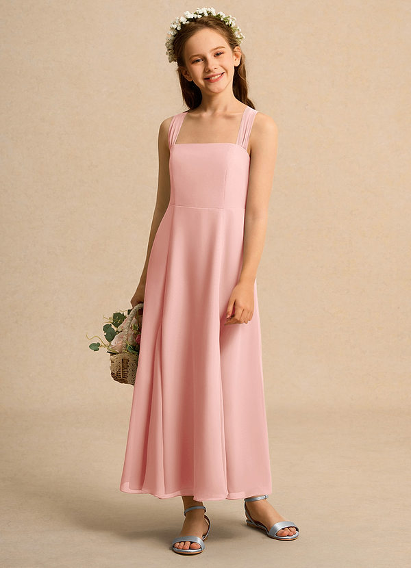 Azazie Tater Junior Formal Vestidos de Niña de Flores Vestido de Rosetón de Gasa de Corte En A con Plisado image1