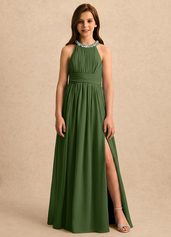 Azazie Aria Girls Formal Blommflicksklänningar Klänning A-Line i Chiffong Plisserad image1