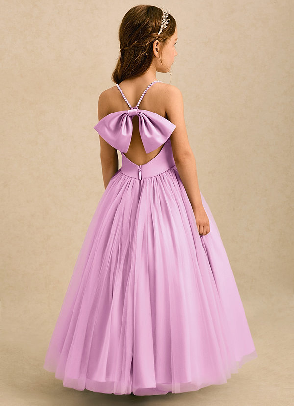 Azazie Aurora Flower Girl Dresses Candy Pink A-Line Bow Tulle Dress image1