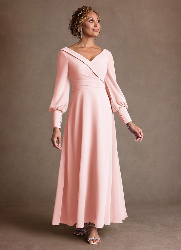 Azazie Paterson Suknie dla Matki Panny Młodej Linia A Pofałdowany Szyfon Długość kostki Sukienka image1