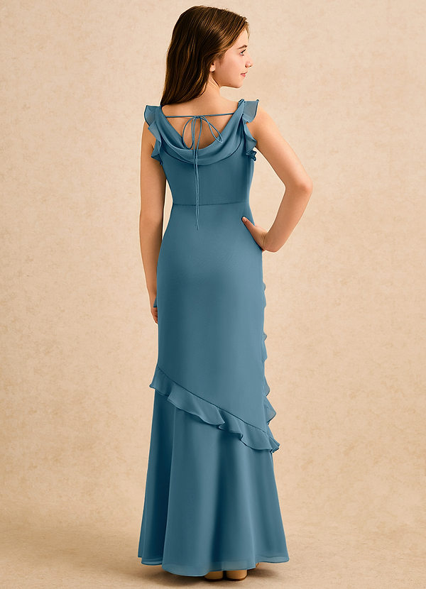 Azazie Aria Girls Formal Sukienki dla dziewczynek sypiących kwiaty Syrena Marszczony Szyfon Długość podłogi Sukienka image1