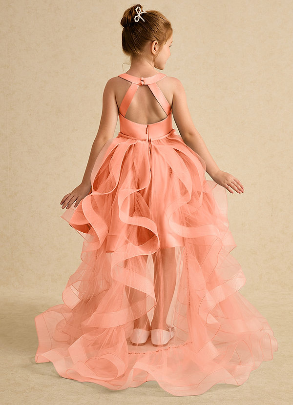 Azazie Julietta Robes de Fillette d'Honneur Robe Princesse en Tulle Convertible Coucher De Soleil image1