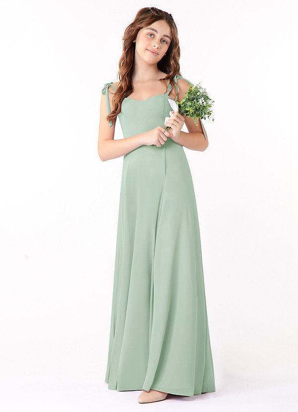 Azazie Rosey Junior Agave A-Line Sweetheart Neckline Chiffon Dress image1