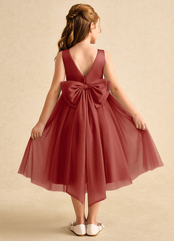Azazie Winnie Flower Girl Dresses Terracotta Ball-Gown Bow Tulle Dress image1