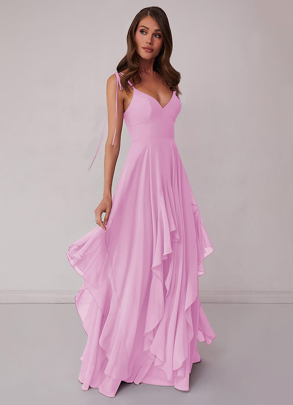 Barbie ♥ Azazie Bridesmaid Dresses V-neck Chiffon Tiered A-line Dress image1
