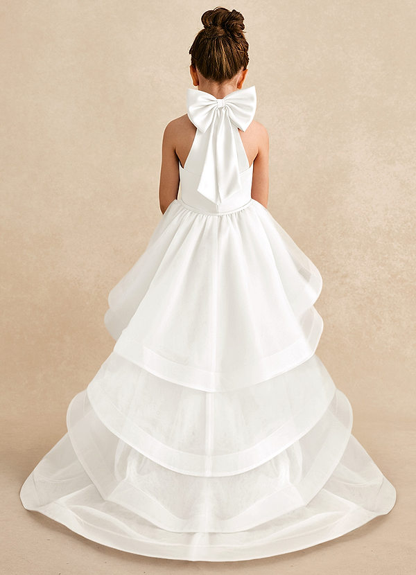 Azazie Bev Flower Girl Dresses Ivory A-Line Convertible Tulle Dress image1