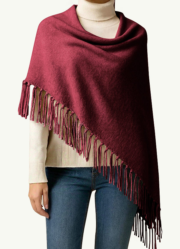 front Multiway Brushed Knit Fringe Shawl