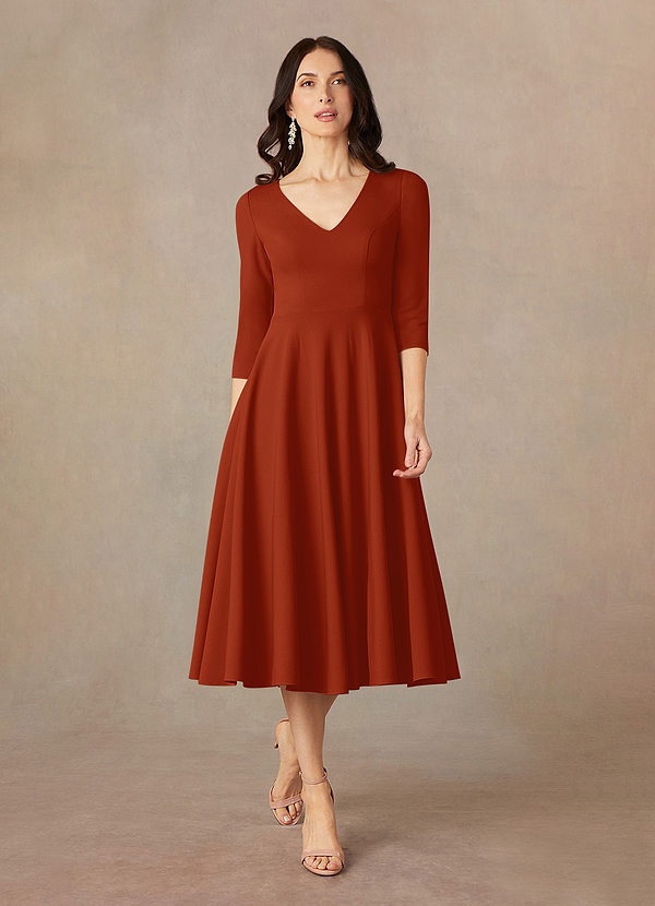 Azazie Nassif Mother of the Brides Dresses Rust A-Line Stretch Crepe Dress image1