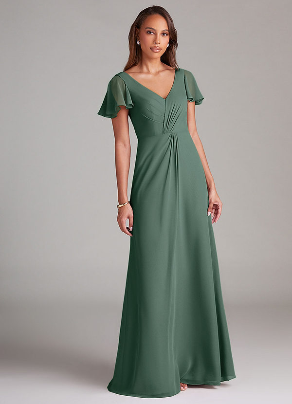 Azazie Soren Bridesmaid Dresses Sea Moss A-Line Ruched Chiffon Dress image1