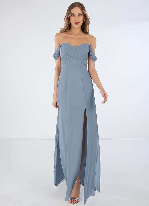 Dusty Blue Azazie Joretta Bridesmaid Dresses | Azazie