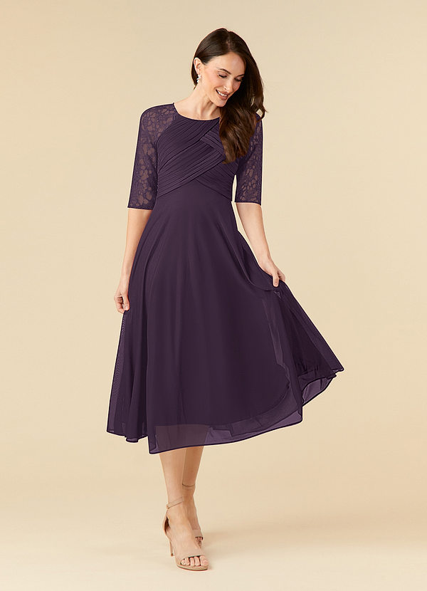 Azazie Gracelyn Mother of the Brides Dresses Plum A-Line Lace Dress image1