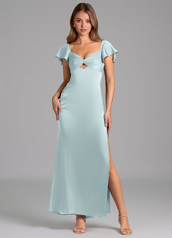 Azazie Demia 신부 들러리 드레스 쉬스 스윗하트 네크라인 스트레치 새틴 발목 길이 드레스 image1