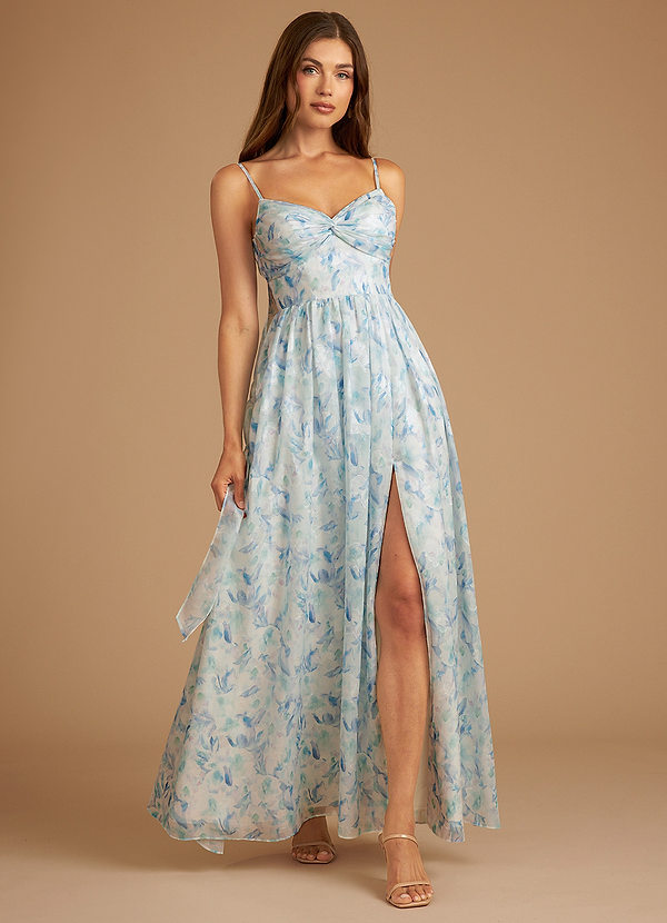 Azazie Zeya Bridesmaid Dresses Blue Watercolor Floral A-Line Watercolor Floral Dress image1